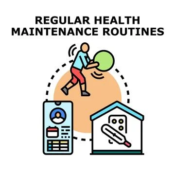 Implementing regular health maintenance routines concept illustration Illustration