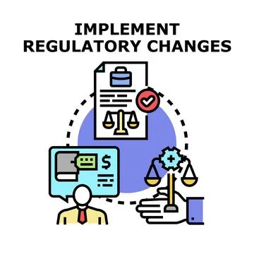 Implementing regulatory changes legal advice concept Stock Illustration