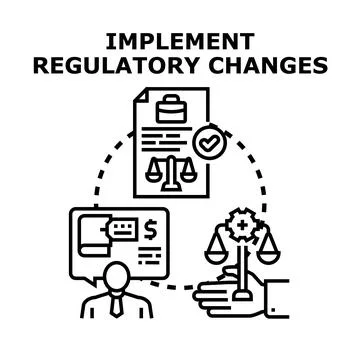 Implementing regulatory changes legal advice concept Stock Illustration