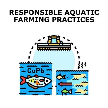 Implementing responsible aquatic farming practices reducing contamination Stock Illustration