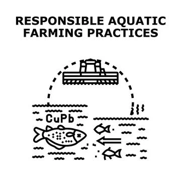 Implementing responsible aquatic farming practices reducing contamination Stock Illustration