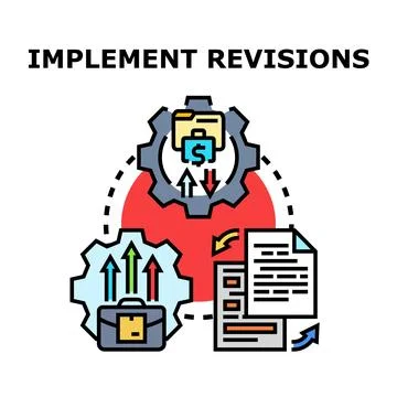 Implementing revisions process strategy and progress concept Stock Illustration