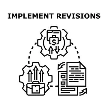 Implementing revisions process strategy and progress concept Stock Illustration