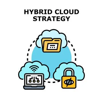 Implementing robust hybrid cloud strategy for data securing and management 스톡 일러스트