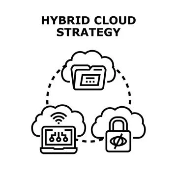 Implementing robust hybrid cloud strategy for data securing and management Stock Illustration