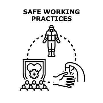 Implementing safety measures protecting health in workplace Stockillustratie