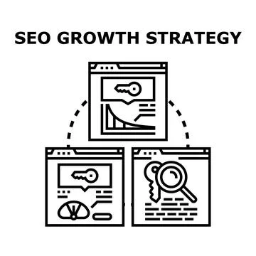 Implementing search engine optimization growth strategy vector concept Stock Illustration