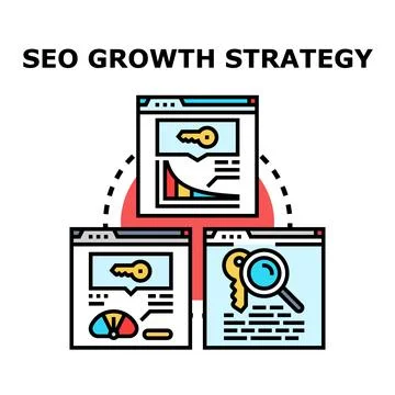 Implementing search engine optimization growth strategy vector concept Stock Illustration