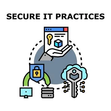 Implementing secure information technology practices for data protection Stock Illustration