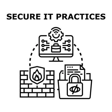 Implementing secure it practices for data protection and cybersecurity Stock Illustration