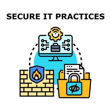 Implementing secure it practices for data protection and cybersecurity Stock Illustration