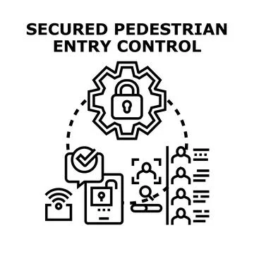 Implementing secure pedestrian entry control access system Stock Illustration