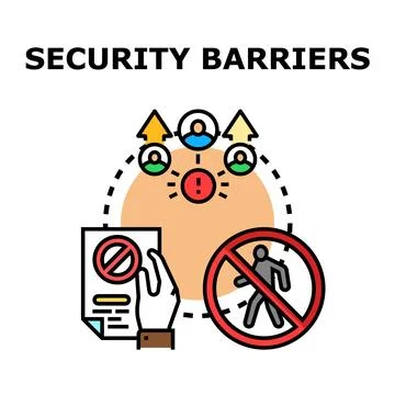 Implementing security barriers for restricted access and network protection Stock Illustration
