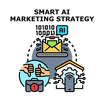 Implementing smart ai marketing strategy for business growth Illustrazione stock