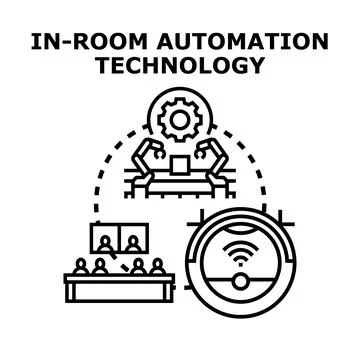 Implementing smart room automation and technology concepts Stock Illustration