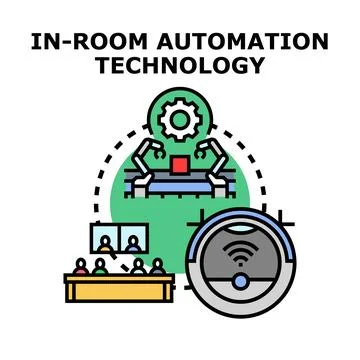 Implementing smart room automation and technology concepts Stock Illustration