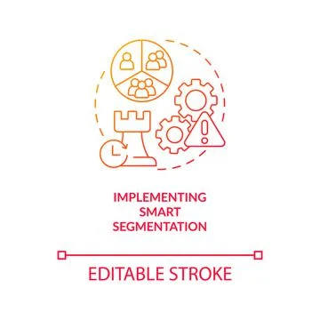 Implementing smart segmentation red gradient concept icon イラスト素材