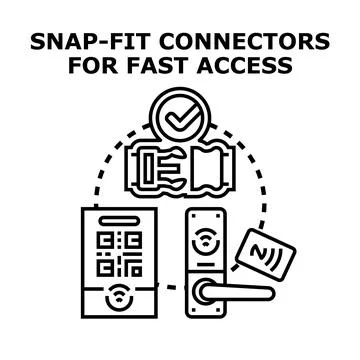 Implementing snap fit connectors for fast access technology Stock Illustration