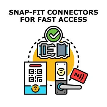 Implementing snap fit connectors for fast access technology Stock Illustration