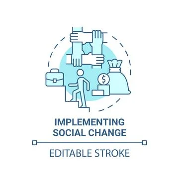 Implementing social change blue concept icon Illustrazione stock