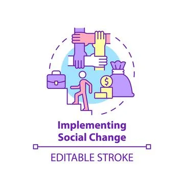 Implementing social change concept icon Illustrazione stock