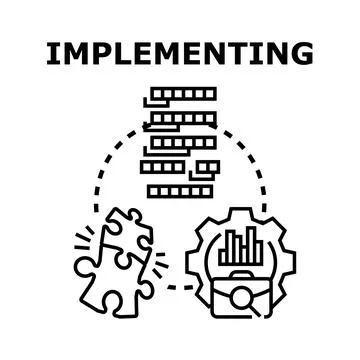 Implementing solutions and development process concept 库存插图