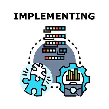 Implementing solutions and development process concept 스톡 일러스트