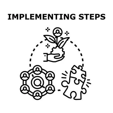 Implementing steps for business growth and development Stock-Illustration