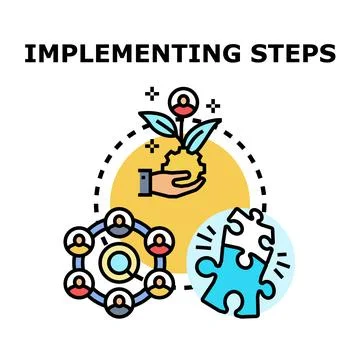Implementing steps for business growth and development Stock Illustration