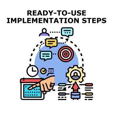 Implementing steps for a ready to use business process Stock Illustration