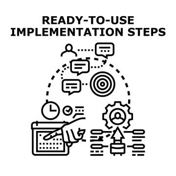 Implementing steps for a ready to use business process Stock Illustration