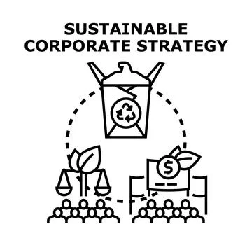 Implementing a sustainable corporate strategy involves balancing environmenta Illustrazione stock