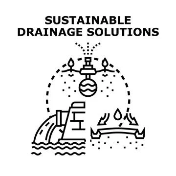 Implementing sustainable drainage solutions for responsible water management Illustrazione stock