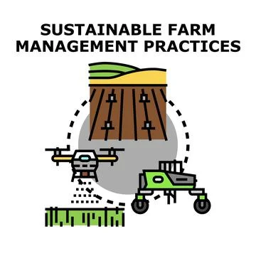 Implementing sustainable farm management practices for modern agriculture Stock Illustration