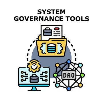 Implementing system governance tools operating with decentralized autonomou.. Stockillustratie