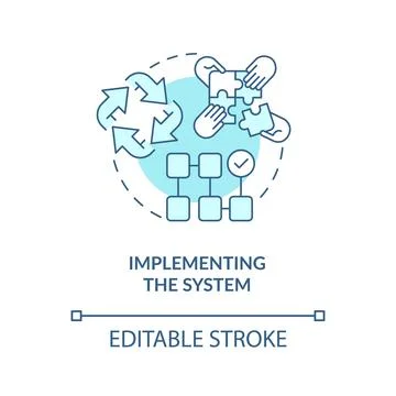 Implementing system turquoise concept icon Stock Illustration