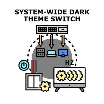 Implementing system wide dark theme switch interface Stock Illustration