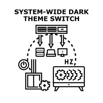 Implementing system wide dark theme switch interface Ilustração Stock