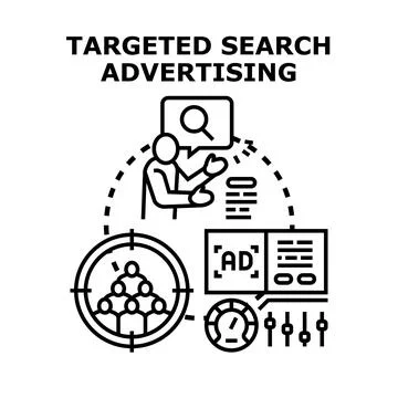 Implementing targeted search advertising strategy for audience Illustrazione stock