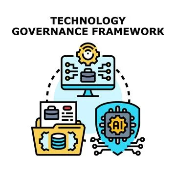 Implementing technology governance framework for digital transformation Illustrazione stock