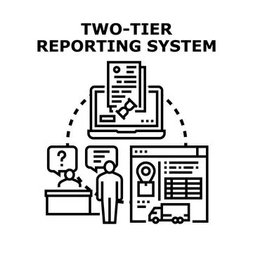 Implementing two tier reporting system concept for business operations Stock Illustration