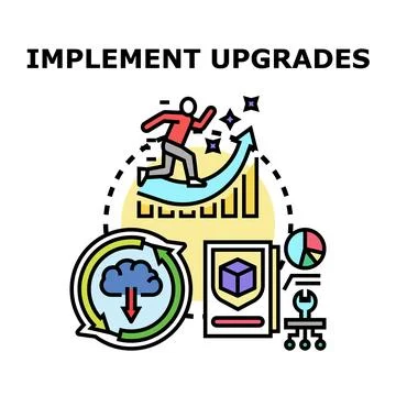 Implementing upgrades for business growth and software development Stock Illustration