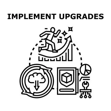 Implementing upgrades for business growth and software development Stock Illustration
