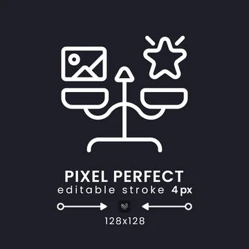 Implicit association testing white linear desktop icon on black Illustration