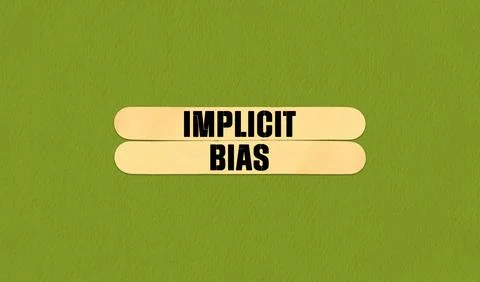 Implicit Bias Symbol. Concept word Implicit Bias on beautiful wooden stick... Stock Illustration