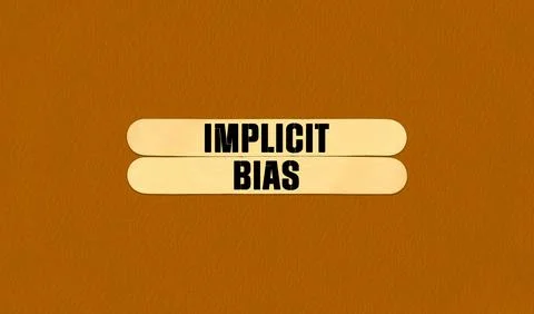 Implicit Bias Symbol. Concept word Implicit Bias on beautiful wooden stick... Stock Illustration