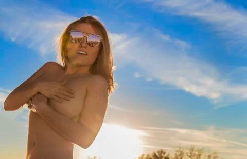 Implied Nude Hot Blonde Model Stock Photos