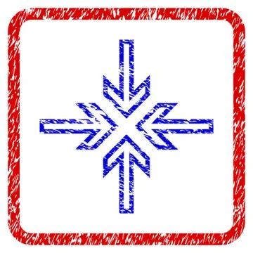 Implode Arrows Grunge Framed Icon Stock Illustration