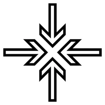 Implode Arrows Thin Line Vector Icon Stock Illustration