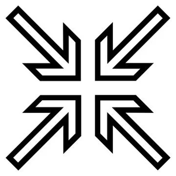 Implode Arrows Thin Line Vector Icon Stock Illustration
